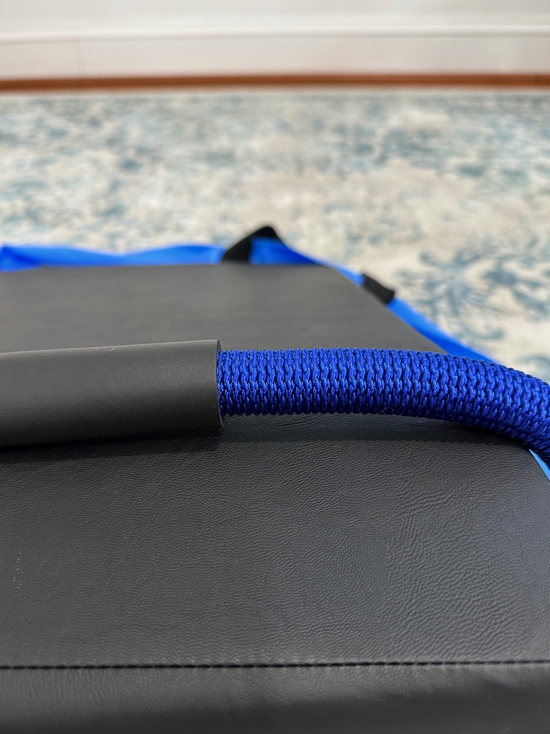 Close-up of blue resistance cord from the K-Fit wedge