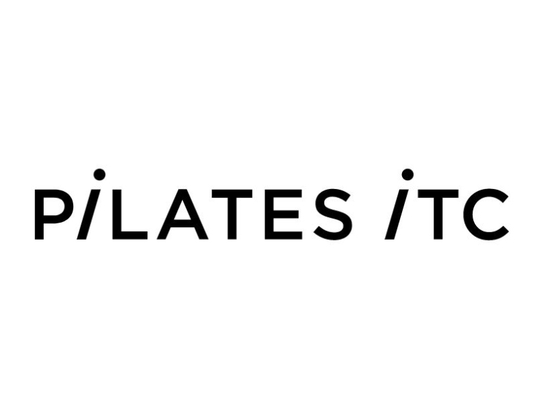 Pilates ITC logo, black text on a white circular background.