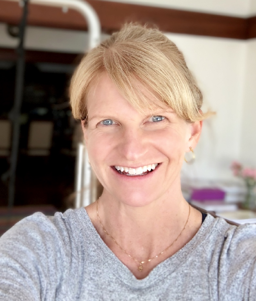 Anne Ostergren, Authorized Scolio-Pilates practitioner in Alameda, California, smiling in a selfie portrait